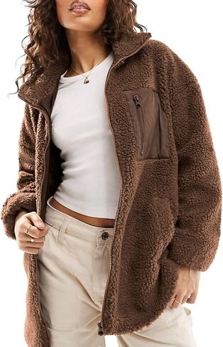 Dokotoo Womens Winter Trendy Full Zipper Fleece Jackets Long Sleeve Relaxed Warm Teddy Coats with Pockets in Saudi Arabia
