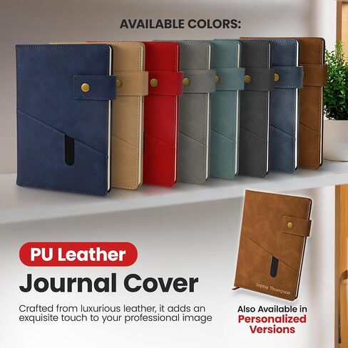 Promot PU Leather Notebook with Pen - A5 Lined Daily Journals for Writing Men Women, Executive Hardcover Notebook for Work, Travel Diary, Gift Idea, 200 Pages, Elastic Pocket, Bookmark, Strap, Brown in Saudi Arabia