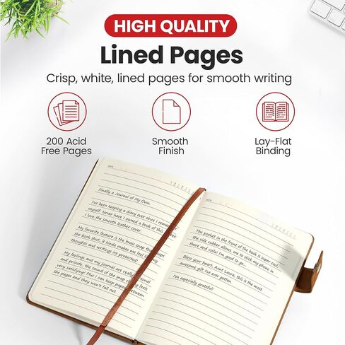 Promot PU Leather Notebook with Pen - A5 Lined Daily Journals for Writing Men Women, Executive Hardcover Notebook for Work, Travel Diary, Gift Idea, 200 Pages, Elastic Pocket, Bookmark, Strap, Brown in Saudi Arabia