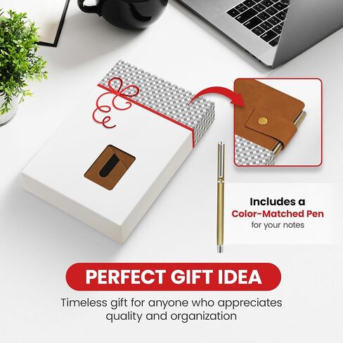 Promot PU Leather Notebook with Pen - A5 Lined Daily Journals for Writing Men Women, Executive Hardcover Notebook for Work, Travel Diary, Gift Idea, 200 Pages, Elastic Pocket, Bookmark, Strap, Brown in Saudi Arabia
