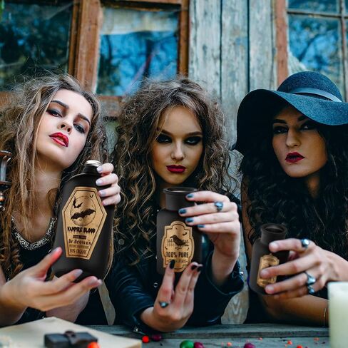 3 Pcs Vintage Glass Potion Bottles with Cork Lid Black Halloween Tiered Tray Decoration 12 Apothecary Bottles Jars Stickers Labels Halloween Table Home Bathroom Decorations Indoor in Saudi Arabia