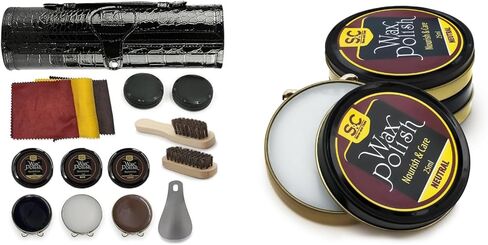 مجموعة أدوات العناية بالأحذية الفاخرة من ستون آند كلارك - مجموعة أدوات تلميع الأحذية المحايدة مع مجموعة تلميع الأحذية الجلدية المكونة من 12 قطعة in Kuwait