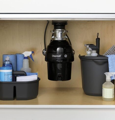 GE Batch Feed Garbage Disposal, 3/4 Horsepower & 2,700+ RPM, Good for Grinding: Small Bones, Vegetable Peels, & Fruit Pits, Easy Install Kit Included, Non-Corded, Recommended for Daily Cooking in Saudi Arabia