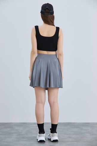 Women's Athletic Skirts with Shorts- Athletic High-Waist Pleated Skater-Tennis-Golf Skirt with Built-in Shorts in Saudi Arabia