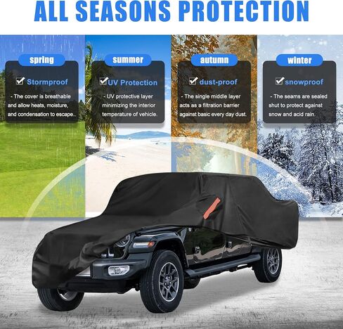 X AUTOHAUX غطاء سيارة للشاحنة لسيارة جيب جلاديتور JT 2020-2024 خارجي مقاوم للماء والشمس والمطر والغبار والرياح والثلج حماية أسود in Saudi Arabia