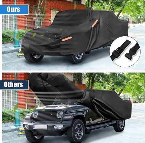 X AUTOHAUX غطاء سيارة للشاحنة لسيارة جيب جلاديتور JT 2020-2024 خارجي مقاوم للماء والشمس والمطر والغبار والرياح والثلج حماية أسود in Saudi Arabia