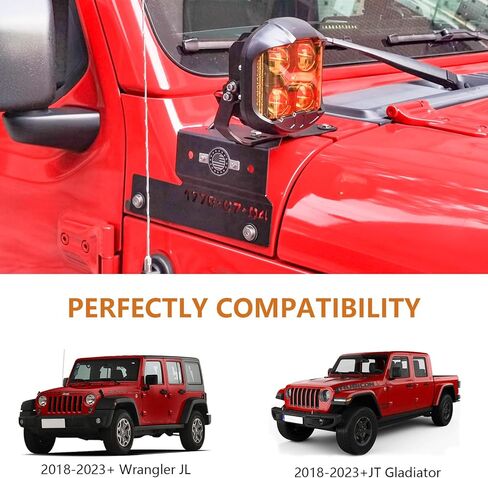 لـ Jeep Cowl Pillar Pod Light Mount على الزجاج الأمامي المكعب LED دعامات إضاءة لـ 2018-2023 Jeep Wrangler JL & Gladiator JT - زوج (لا يناسب طراز Gladiator Mojave) in Kuwait
