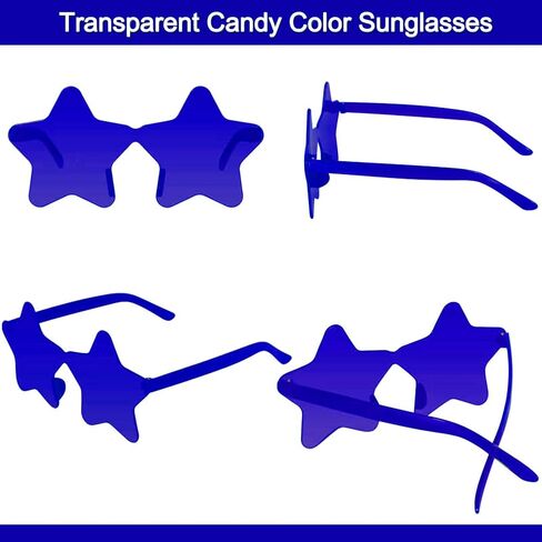 12 Pairs Star Sunglasses Pentagram Glasses Rimless Transparent Candy Color Sunglasses Bulk for Party Favor in Kuwait