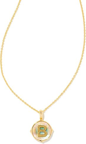 Kendra Scott Letter C 14k Gold-Plated Brass Disc Reversible Pendant Necklace in Iridescent Abalone, Fashion Jewelry for Women in Saudi Arabia
