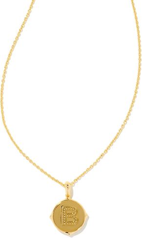Kendra Scott Letter C 14k Gold-Plated Brass Disc Reversible Pendant Necklace in Iridescent Abalone, Fashion Jewelry for Women in Saudi Arabia