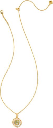 Kendra Scott Letter C 14k Gold-Plated Brass Disc Reversible Pendant Necklace in Iridescent Abalone, Fashion Jewelry for Women in Saudi Arabia