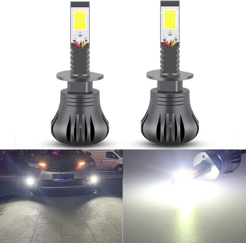 مصابيح ستروب فلاش LED بيضاء H1 ضوء ضباب فائق السطوع أو مصابيح القيادة أثناء النهار (مصابيح DRL) بديلة للسيارات والشاحنات وسيارات الدفع الرباعي والشاحنات الصغيرة in Kuwait