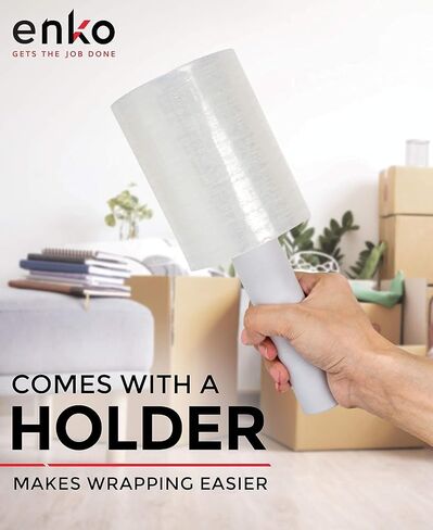 enKo 8 Pack 5" Mini Roll Stretch Film with Easy Grip Handle (8000ft | 1000ft/Roll) - Includes 800pcs Fragile Labels in Saudi Arabia