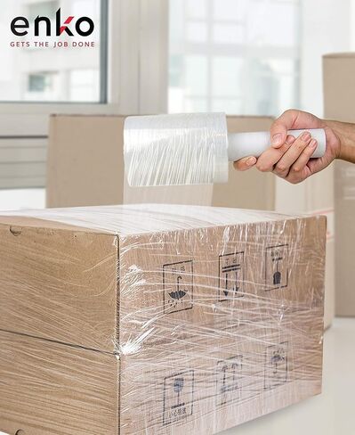 enKo 8 Pack 5" Mini Roll Stretch Film with Easy Grip Handle (8000ft | 1000ft/Roll) - Includes 800pcs Fragile Labels in Saudi Arabia