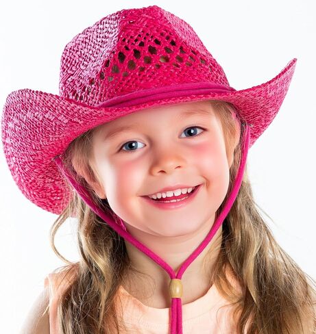 Funky Junque Kids Cowboy Hat Adjustable Toddler Sun Hat Straw Beach Mini Western Cowgirl Hat Girls Boys 3-10 Years in Saudi Arabia