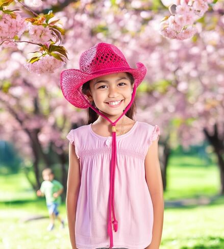 Funky Junque Kids Cowboy Hat Adjustable Toddler Sun Hat Straw Beach Mini Western Cowgirl Hat Girls Boys 3-10 Years in Saudi Arabia