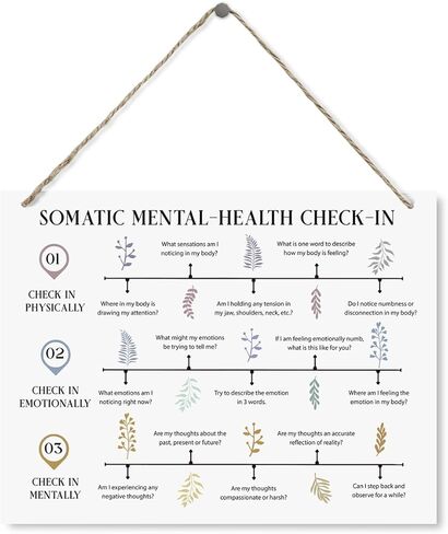 ديكور العلاج، لوحة فنية جدارية للصحة العقلية، لوحة خشبية مزخرفة للتعليق، أدوات تسجيل الوصول للصحة البدنية والعقلية، علامة تسجيل الوصول للصحة العقلية الجسدية، ديكور مكتب العلاج في المزرعة in Kuwait