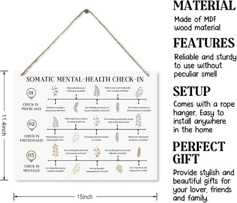 ديكور العلاج، لوحة فنية جدارية للصحة العقلية، لوحة خشبية مزخرفة للتعليق، أدوات تسجيل الوصول للصحة البدنية والعقلية، علامة تسجيل الوصول للصحة العقلية الجسدية، ديكور مكتب العلاج في المزرعة in Kuwait