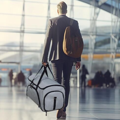 Convertible Duffle Garment Bag, 4 in 1 Garment Bag with Shoulder Strap, Garment Duffle Bags for Travel, Carry on Garment Duffel Bag for Men, Foldable Duffel Suit Bag for Business, Light Grey in Saudi Arabia