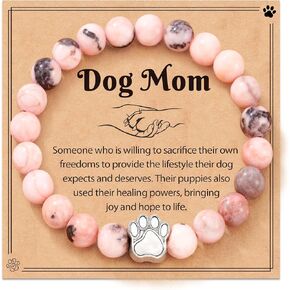 Dog Mom Gifts for Women, Dog Mom Mothers Day Gifts, Natural Stone Paw Bracelets Gifts for Dog Mom Dog Lovers Women