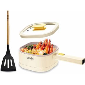 Dezin Electric Hot Pot, 2L Non-Stick Ceramic Coating Ramen Cooker, Multifunction Hot Pot for Ramen, Soup & Oatmeal, Portable Pot with Power Control for Dorm, Office, Travel (Silicone Spatula Included)