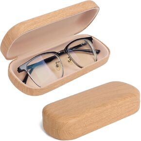Glasses Case, Portable Sunglasses Case, Wood Grain Hard Shell Eyeglass Case, Glasses Case With Cleaning Cloth For Women Girls