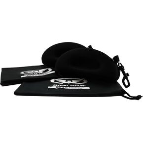 Global Vision Premium Zippered Hard Sunglasses Case and Microfiber Pouch Classic Black 2 Pack