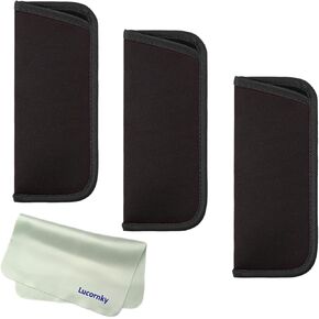 Slip in Eyeglasses Cases Holder 3 Pack, Protective Soft Glasses Sleeve for Reading Glasses Storage Bag Pouch