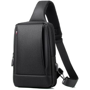 Sling Bag for Men,Small Shoulder Bag,Messenger Bag with USB Charging Port,Lightweight Crossbody Bag for Work Satchel