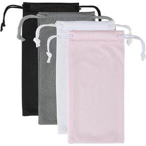 4Pcs Glasses Pouch Microfiber Soft Sunglasses Pouch Eyeglass Pouch With Drawstring Assorted Colors for Men & Women