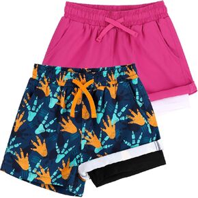 KAKU NANU Boys Swim Trunks Compression Liner Bathing Swimsuit Quick Dry Boxer Beach Board Shorts with Pockets 2-14 Years