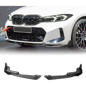 جناح الشفاه الأمامي G20 متوافق مع 2023-2024 BMW 3 Series G20 Sedan Front Bumper Lip (LCI)، نمط MK مطلي باللون الأسود اللامع