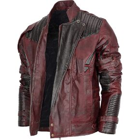 Mens Distressed Red Maroon Leather Jacket