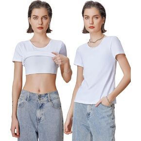 LEINIDINA Chest Binder Transgender Tomboy FTM Binder Bra Top Built-in Elastic Band T-Shirt