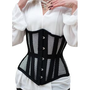 SLIMX Black Corset Underbust Long Torso Steel Boned Waist Trainer for Women Plus Size Heavy Duty Open Cup Corset Hourglass