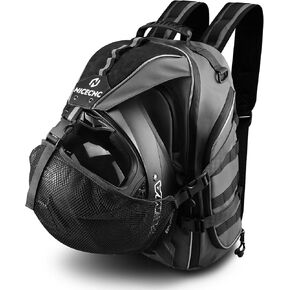 NICECNC Motorcycle Helmet Backpack 35L Large Capacity Motorcycle Helmet Bag, Universal Motorcycle Riding Backpacks for Men Motorcycle Lugguge Storage Bag with Hidden Helmet Net, Grey
