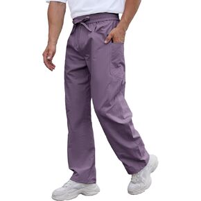 DEARCASE Men's Casual Baggy Elastic Waist Pants with Large Pockets Lightweight Relaxed Fit Drawstring Trousers