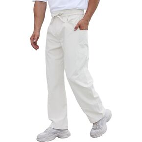 DEARCASE Men's Casual Baggy Elastic Waist Pants with Large Pockets Lightweight Relaxed Fit Drawstring Trousers