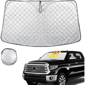Windshield Sun Shade for Toyota Tundra 2007-2021 Thicken 4-Layer Foldable Front Window Sunshade Cover Sun Visor Protector Block UV Rays