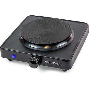 HomeCraft HCSB75BK Portable Countertop Single Burner Hot Plate Electric Cooktop, 750 Watts, Adjustable Temperature Control, Black