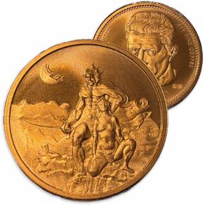 2 oz Frazetta Swordsman of Mars Copper Round in capsule