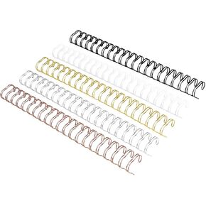 RAYSON Double Loop Wire Binding Spines, 1 Inch, 21 Holes, 2:1 Pitch, Binding Capacity 45-240 Sheets, Letter Size, Pack of 50 with Black, White, Rose Gold, Silver, Golden Multicolor