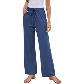 GRAPENT سراويل نسائية عالية الخصر صالة واسعة الساق سحب على الرباط عادية Pj قيعان فضفاض بنطلون بيجاما ملابس النوم in Kuwait