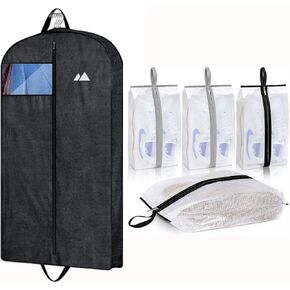 MISSLO 43" Heavy Duty Hanging Garment Bags for Travel + MISSLO Waterproof Shoe Bags for Travel