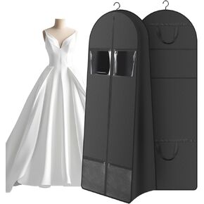 68" Portable Wedding Dress Garment Bag with 10'' gusseted and Accessory Pockets, Heavy Duty Waterproof Hanging Dress Bag with Handles for Wedding Dress, Long Costume Dresses, Ballgowns
