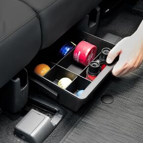 Under Seat Storage Tray for Rivian R1S 2025 Accessories, Rear Row Organier with Partitions and Anti Scratch Noise Reduce Silicone Pad for Rivian R1T Accessories 2024 2023 2022 (2nd Row Seat)