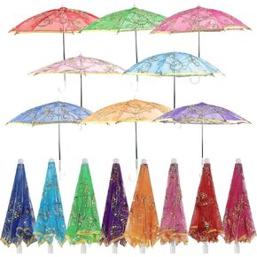 8pcs Sequins Lace Indian Umbrella for Decor, Multi Colored Handmade Designer Embroidery Parasol Umbrella, Vintage Boho Shining Umbrellas Parasol for Wedding Party Baby Shower, Tea Party