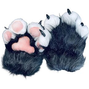 Plush Furry Cat Claw Gloves - Faux Fur Fox Paws Mittens for Halloween Cosplay Costume - Adorable Animal Accessories for Adults BL Gloves BL Nails EK2