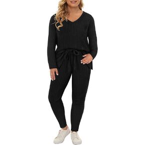 RITERA Plus Size Track Suits for Women 2 Piece Long Sleeve Sweatsuits Knit Pullover Tracksuits Ribbed Pajamas XL-5XL in Saudi Arabia