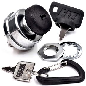 HD Switch Starter Ignition Key Switch Replaces 128010 Fits Bobcat, Bunton, Jacobsen, Ransomes, Ryan, Steiner, Bob Cat - Ultimate Dual Dust Protection Upgrade - w/ 2 Keys & Free Carabiner